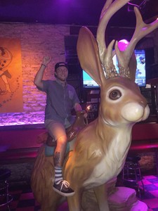 Riding a jackalope in Austin, Texas