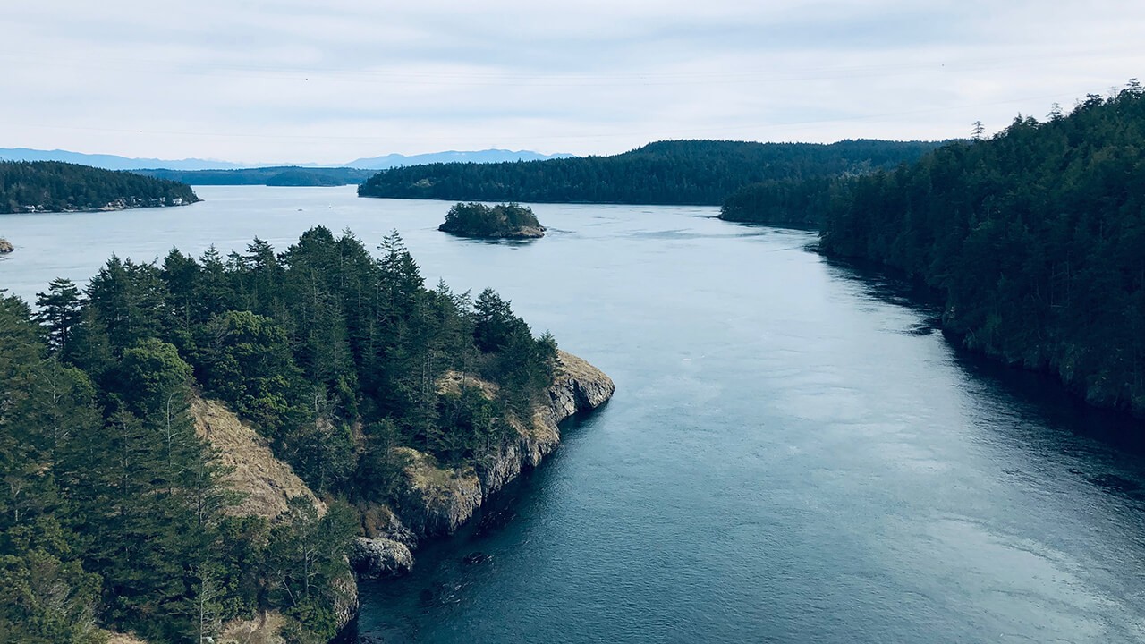 View from Decption Pass Bridge in Washington.