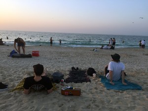 Sitting at Dubai's Jumeirah Beach